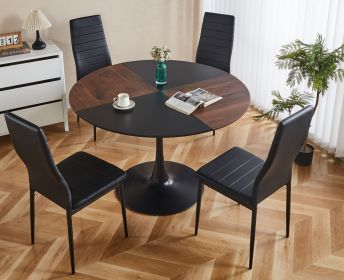 1+4,5pieces dining set, Table metal leg Mid-century Dining Table for 4-6 people With Mdf Table Top, Pedestal Dining Table
