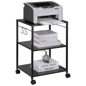 VEVOR Printer Stand, Height Adjustable 3 Tier Printer Stand, Printer Cart with Storage Shelves and Hooks for Printer, Scanner, Fax, Home Office Use